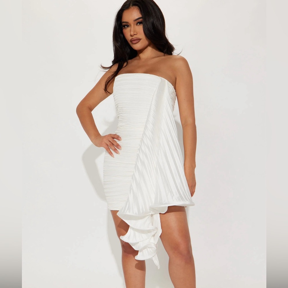 White Mini Ruffle Dress